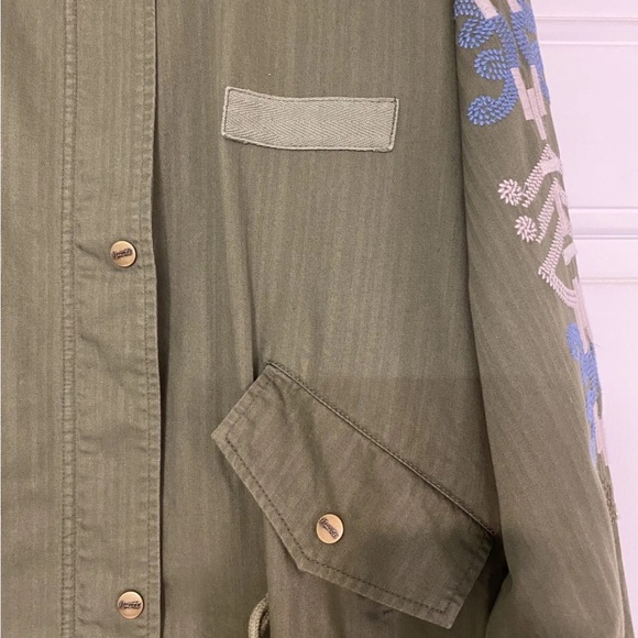 NWT NANETTE LEPORE OLIVINE FREE EMBROIDERED ARMY ANORAK JACKET MEDIUM PEOPLE - Picture 7 of 10